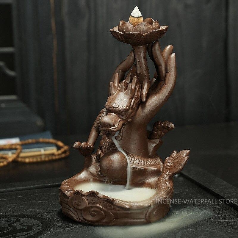 Clay dragon incense burner